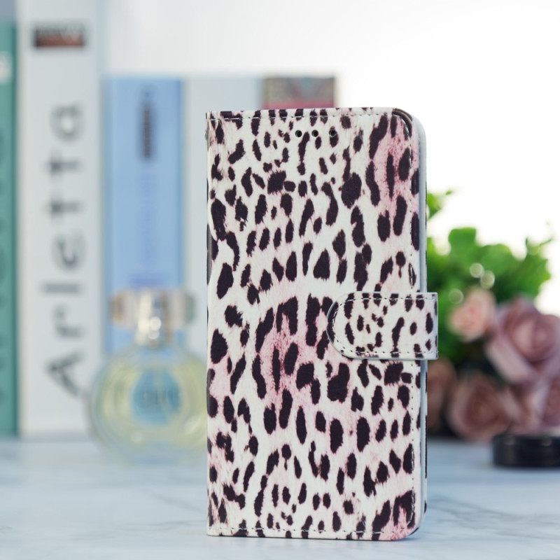 Κάλυμμα iPhone 15 με κορδονι Σχέδιο Leopard Skin With Strap